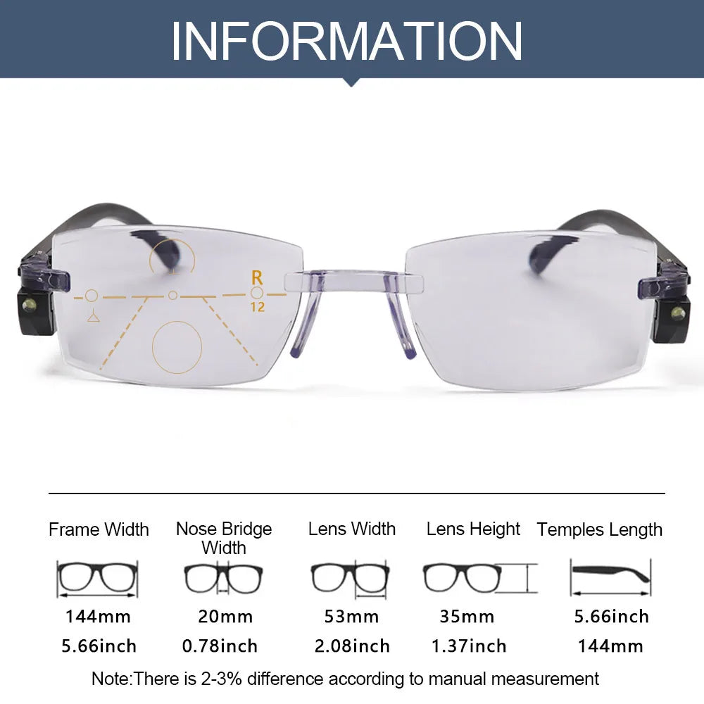 Intelligent Zoom Reading Glasses Led with Light Presbyopia Glasses Suitable for +1.0 To +3.5 Men and Women