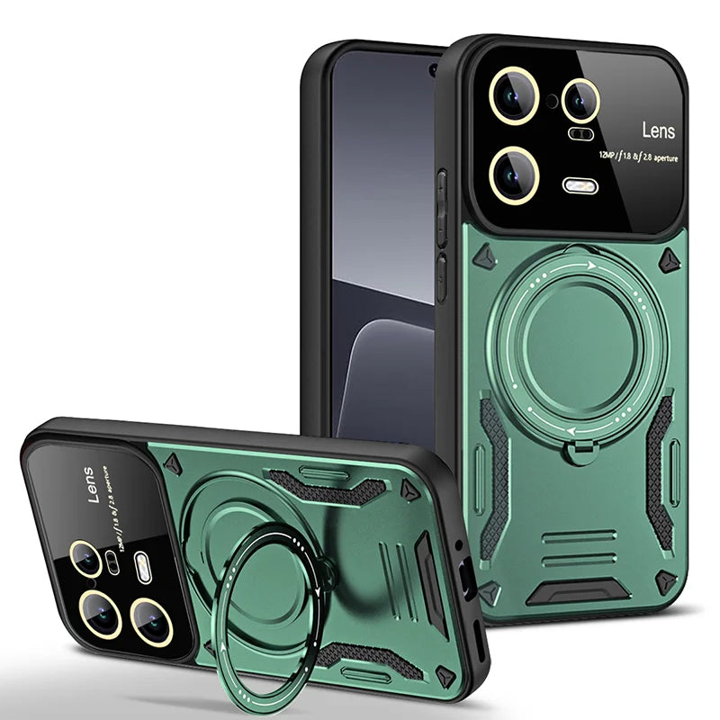 Camera Protect Shockproof  Armor Phone Case For Xiaomi 11T 12T Pro 13 13T Pro For Xiaomi 14 Pro Magnet Holder Ring Back Cover