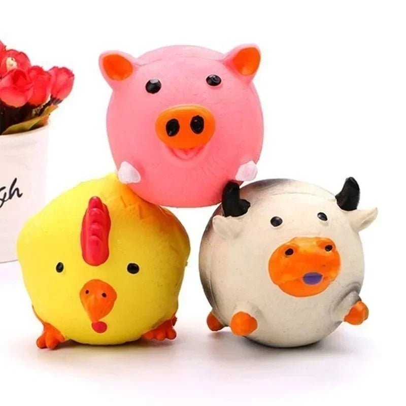 Animals Design Durable Dog Chew Toys Pigs, cows, chickens, Tough Squeaky Dog Grinding Teeth Toys,Pet latex to clean teeth toys