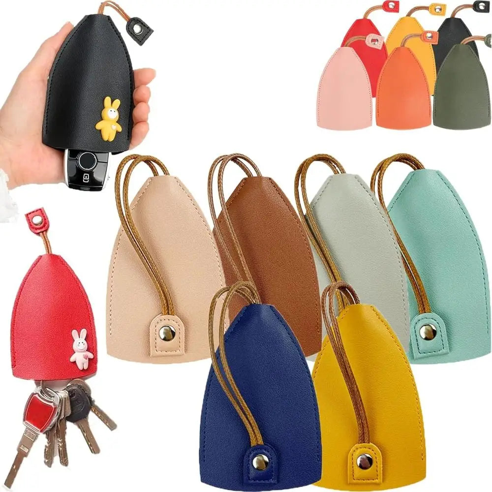 Creative PU Leather Pull Out Cute Large Capacity Car Key Case Car Keychain Stylish PU Leather Key Wallets for Protecting Key