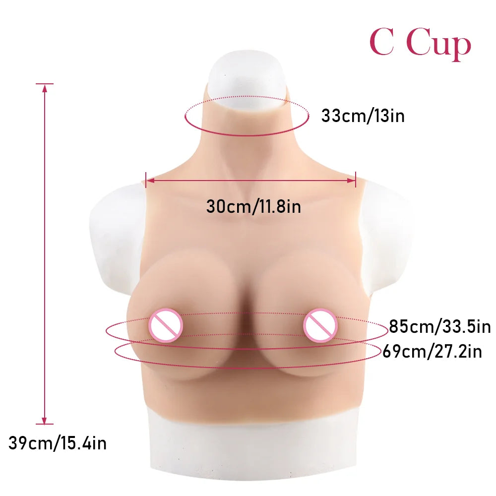 Halloween Cosplay Fake Chest False Boobs Silicone Filler Realistic B-H Cup for Crossdresser Transgender Drag Sissy Cosplay Chest