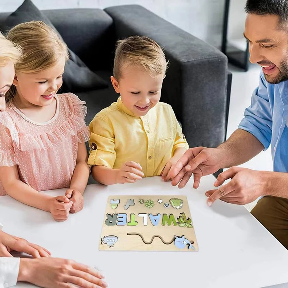 Montessori Personalised Wooden Puzzle Baby Custom First Name Puzzle Customization Letter Board Gift Child Jigsaw Educational Toy