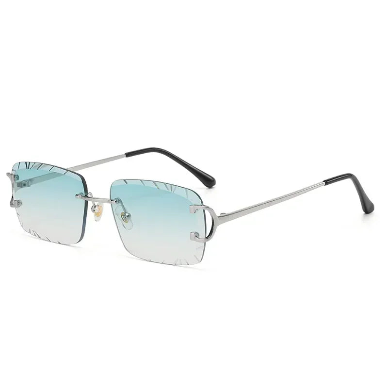 Fashion Square Sunglasses Vintage Women Men Frameless Sun Glasses Rimless Retro Luxury Brand Designer Eyeglasses UV400 Travel