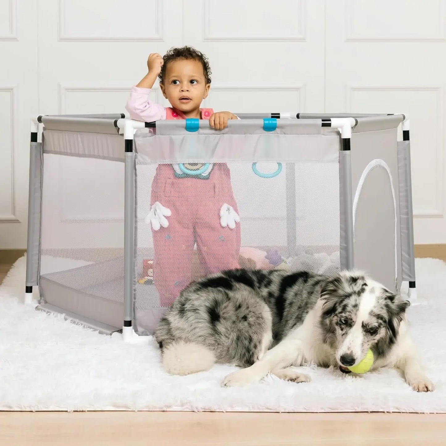 Breathable Mesh Portable Foldable Baby Playpen for Toddlers Indoor Outdoor Playground Kids Activity Center Safety Fence
