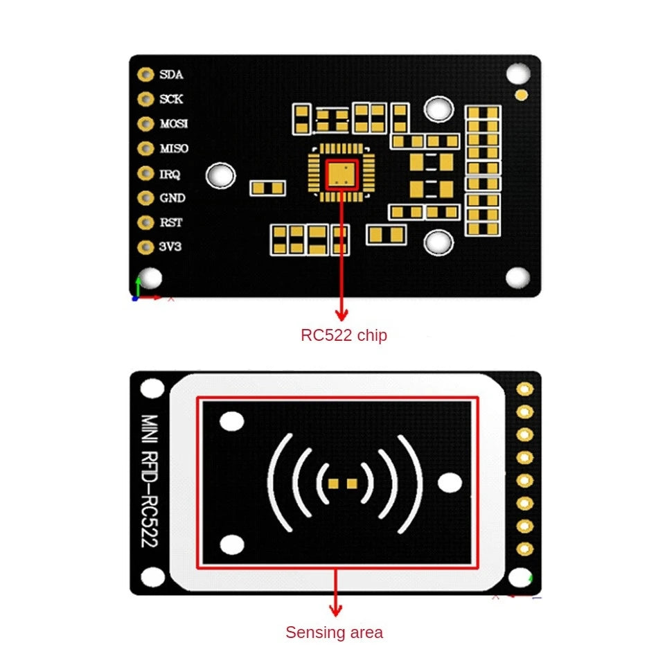 1-10PCS RC522 Mini RFID Module - 13.56MHz, Read and Write IC Card Sensor, Compact Size