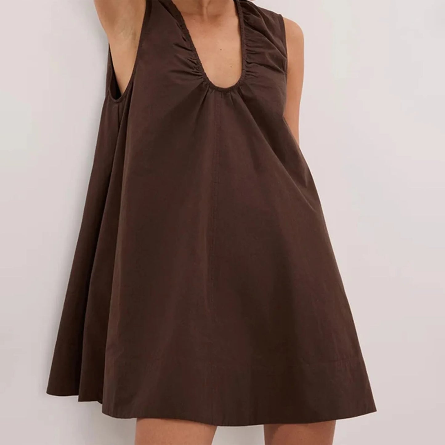 New Fashion Womens V Neck Tank Dress Sleeveless Solid Color Loose Beach Dresses With Pocket Club Street Style Hot Sale S-XL