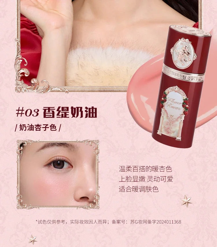 Flower Knows Strawberry Cupid Liquid Blush Long-lasting Moisturizing Easy Makeup Blush Creamy Liquid Blusher