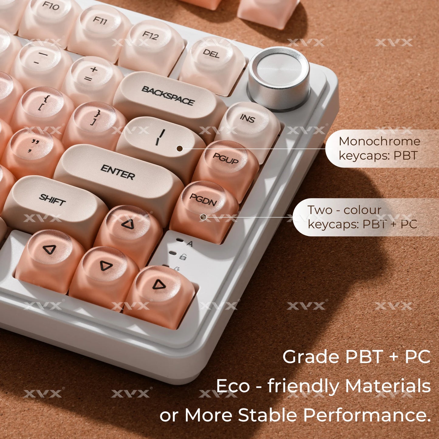 XVX Pink Keycap Clear 132 Keys Dye Sublimation Pbt+Pc HOA Profile Foundation Key Cap for Mechanical Keyboard 75% Keycaps