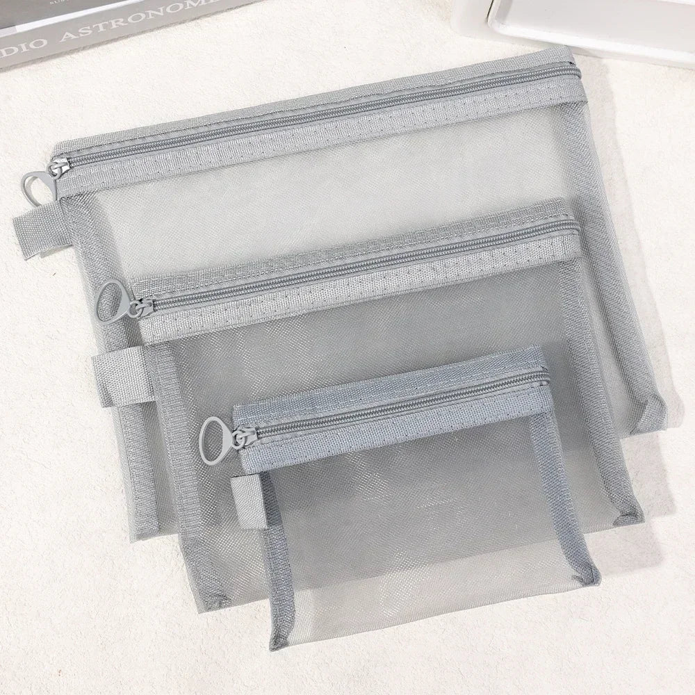 1/12pcs Mesh Clear Cosmetic Bags Small Large Black Makeup Bag Portable Travel Toiletry Organizer Case Lipstick Storage Pouch