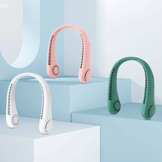 Stretchable Hands-Free Cooling Neck Fan, 3 Adjustable Speed Modes, Portable with 4000mAh Rechargeable Battery