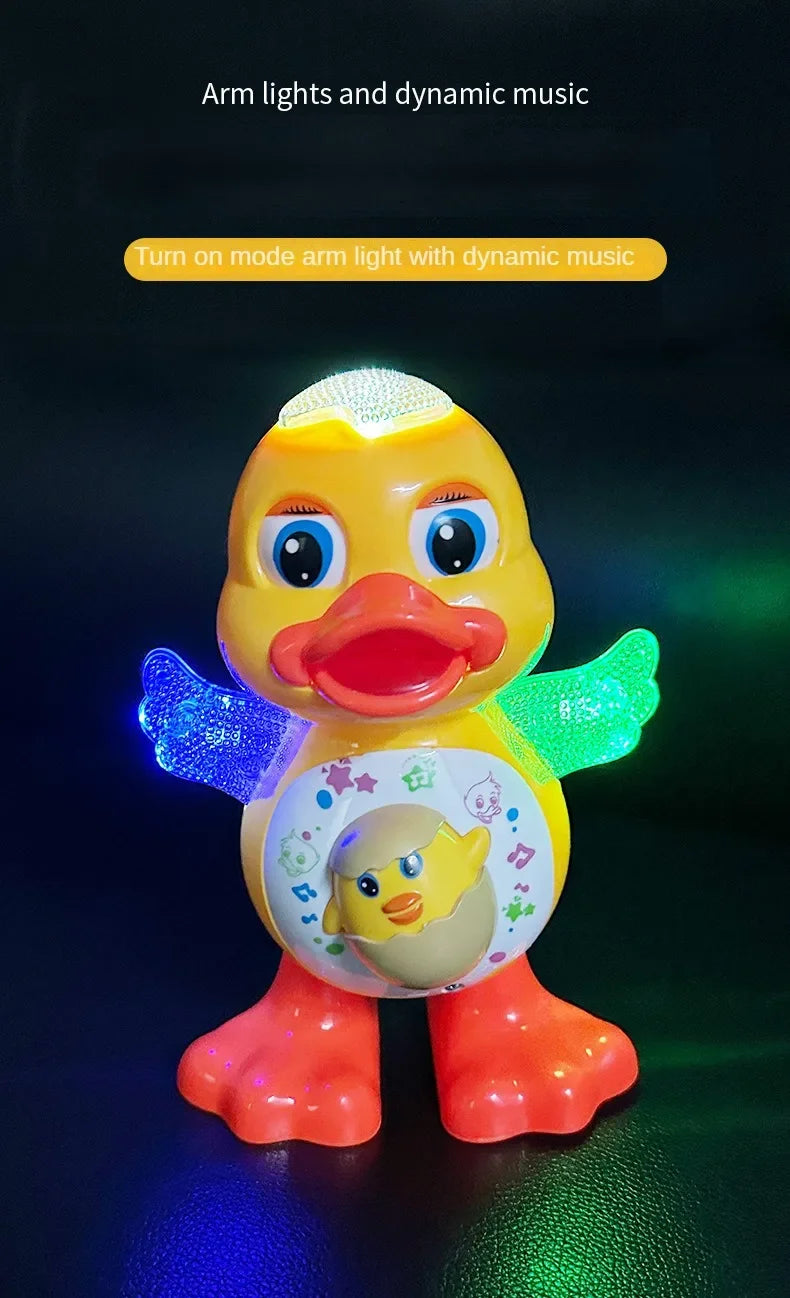 Electric Dancing Duck Funny Blink Eyes Flashing Light Shake The Body Cute Musical Cartoon Animal Educational Toy Children Gift