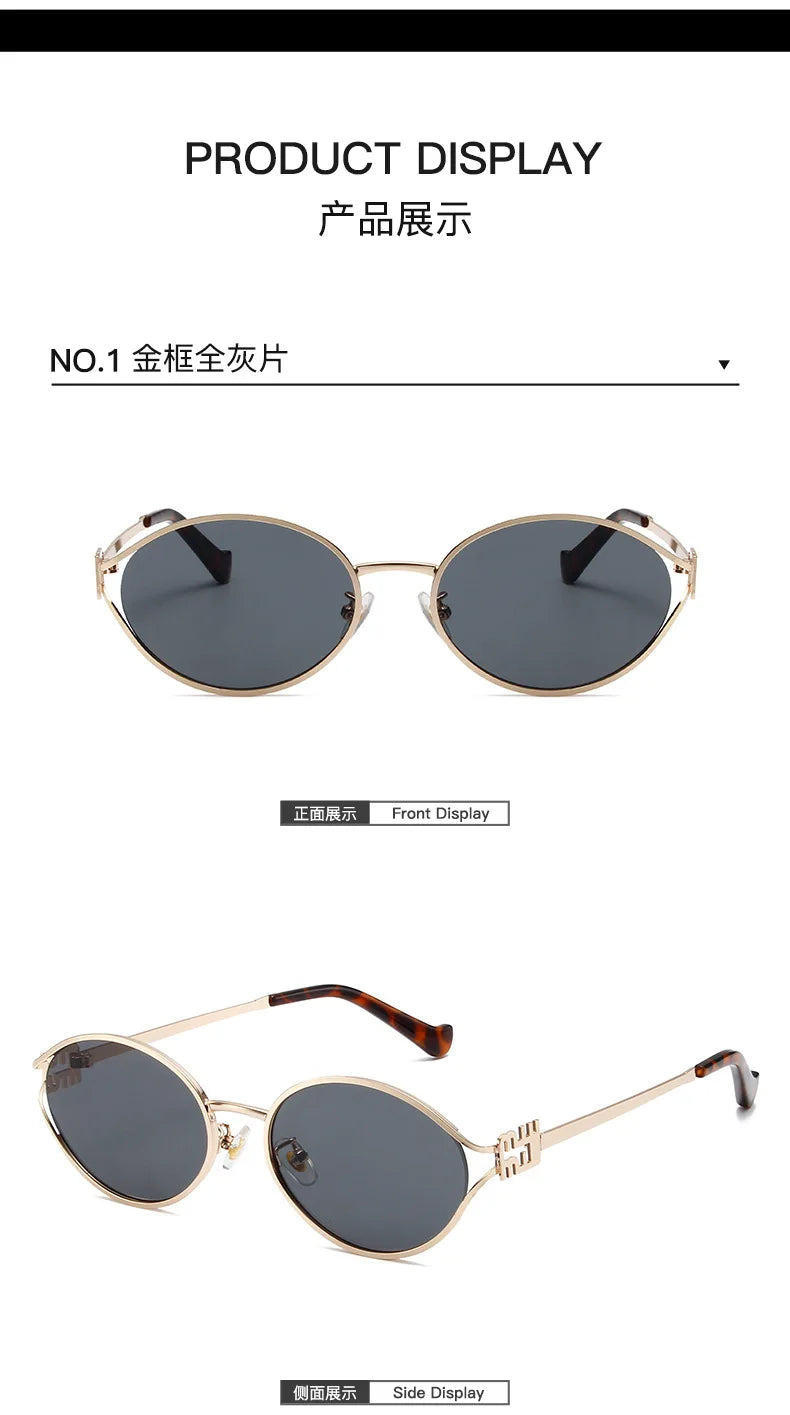 Fashion Oval Sunglasses Women Men Luxury Designer Metal Frames Sun Glasses Female Gradient Shades Eyewear UV400 De Sol Oculos