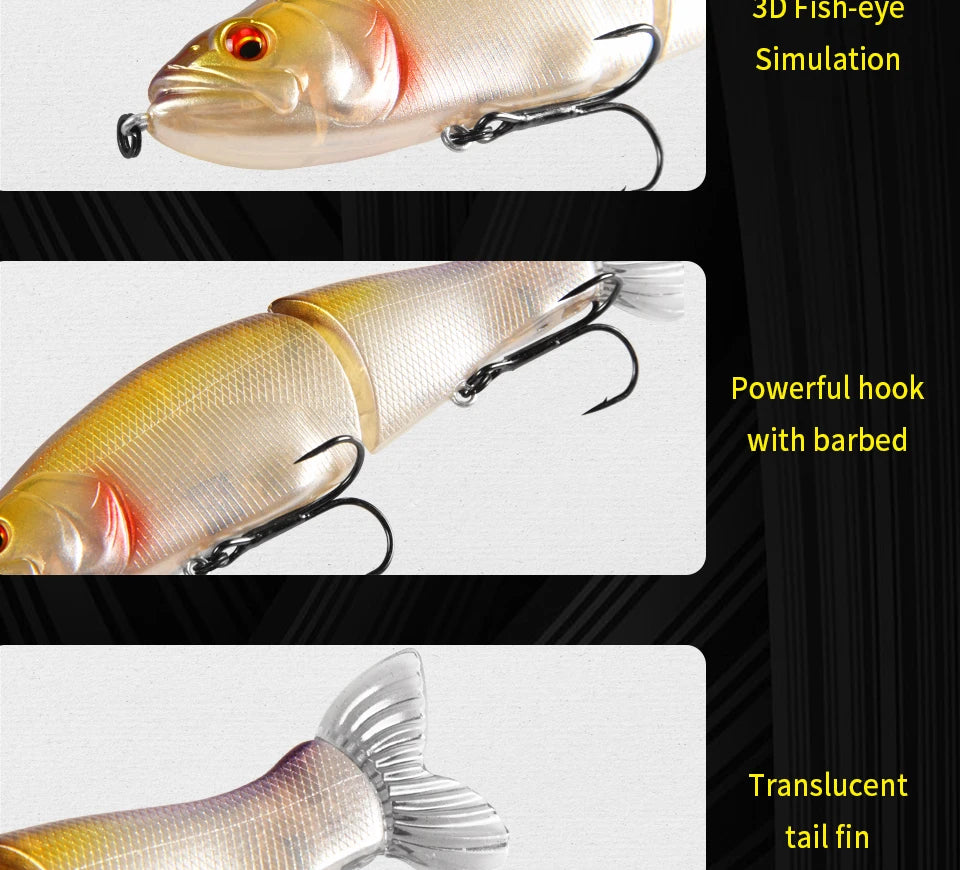 BEARKING Top Fishing Lures 135mm 1oz Jointed minnow Wobblers ABS Body with Soft Tail SwimBaits soft lure for pike and bass