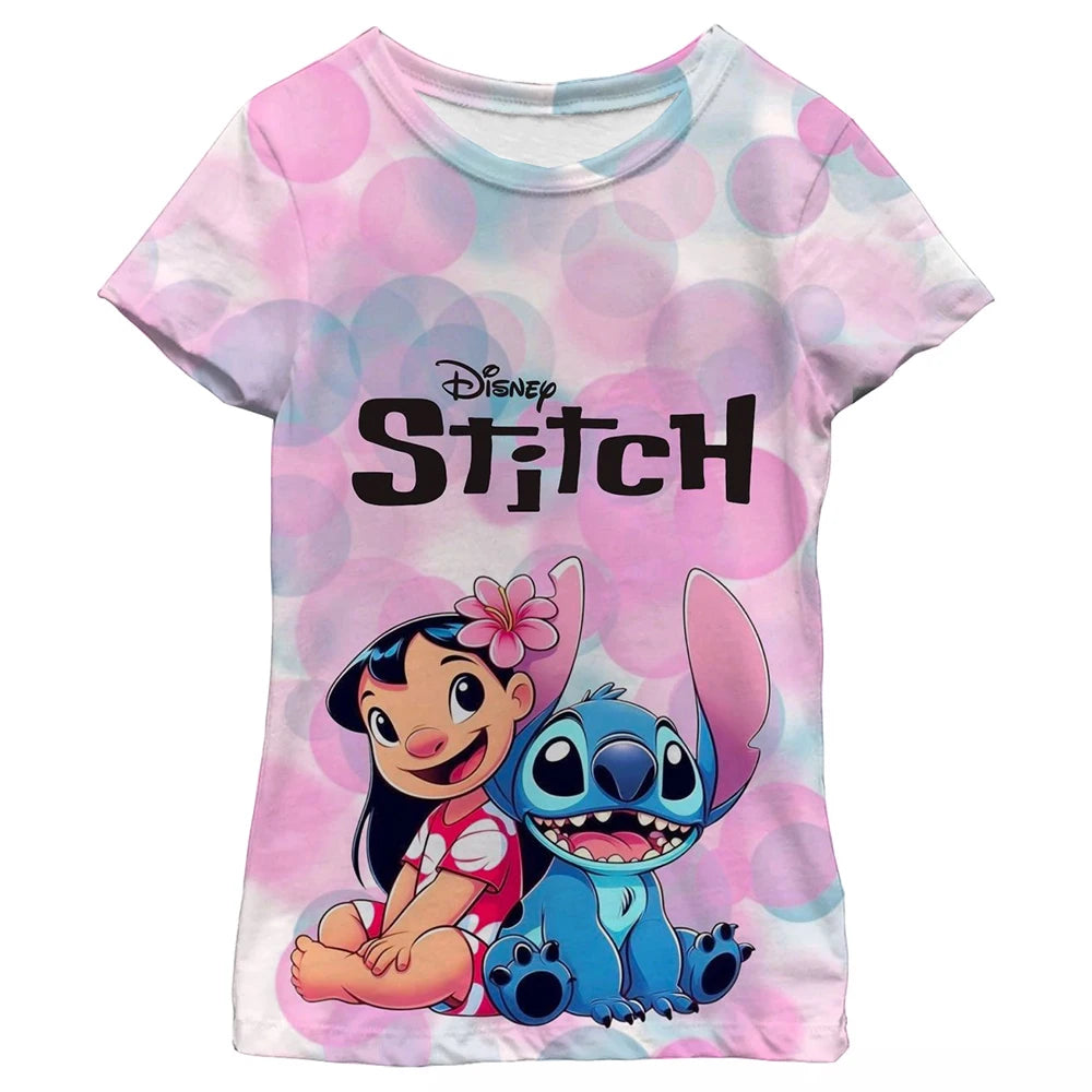 New Kawaii Lilo Stitch Cartoon T Shirt Children Kids Stitch Cute Manga T-shirt Y2k Graphic Tshirt Girl Boy Top Tees Lilo Stich