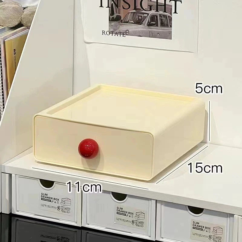 Dopamine Desk Organizer Drawer Box Desktop Stackable Dust-proof Storage Drawers Large Capacity Stationery Cosmetic Storage Box