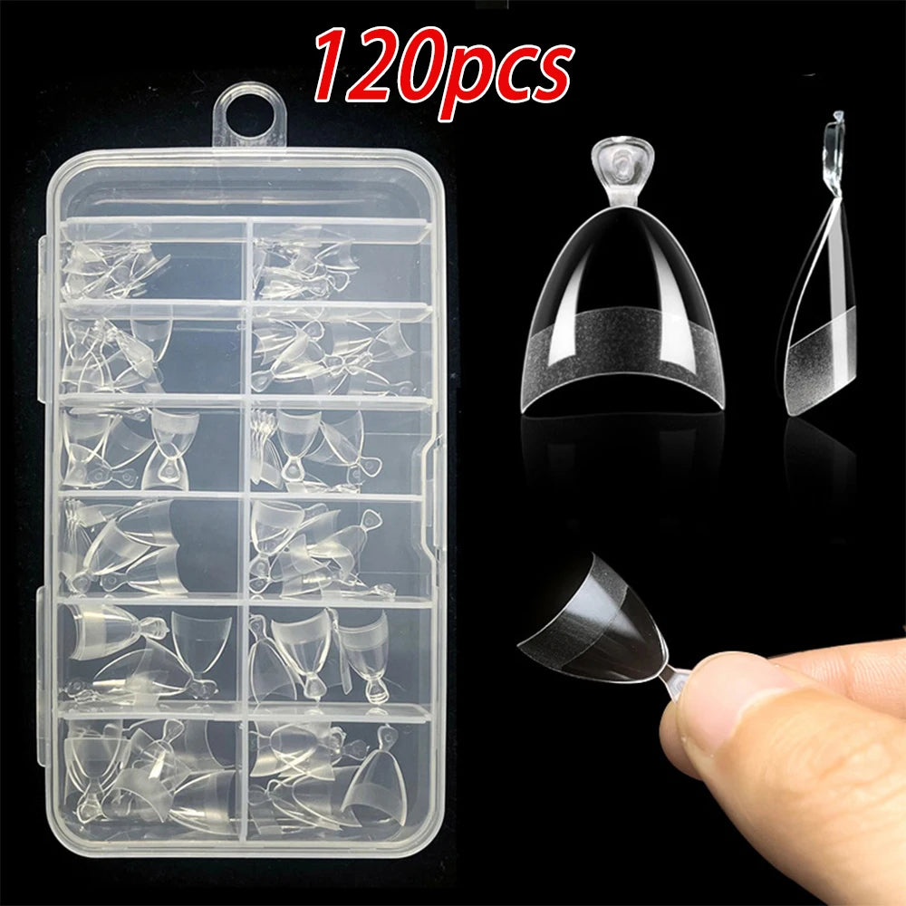 100Pcs Clear Short Square Nail Tips Half Cover Soft Gel French Fake Nail Tip Artificial Acrylic Press-Ons for Nail Extension DIY