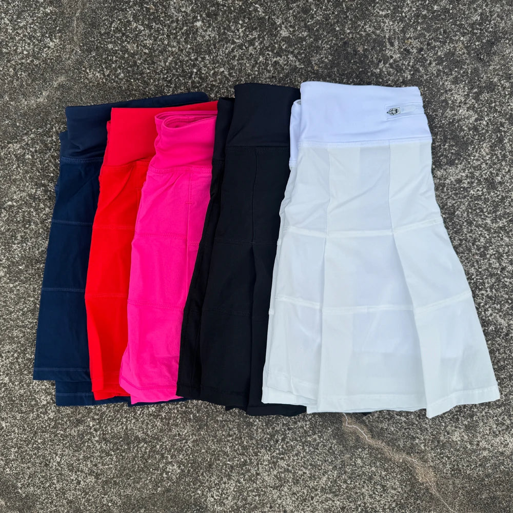 Women's Pleated Tennis Skirt Quick-Drying Anti-Exposure Leisure Joker Sports Golf Yoga Skirt for Female