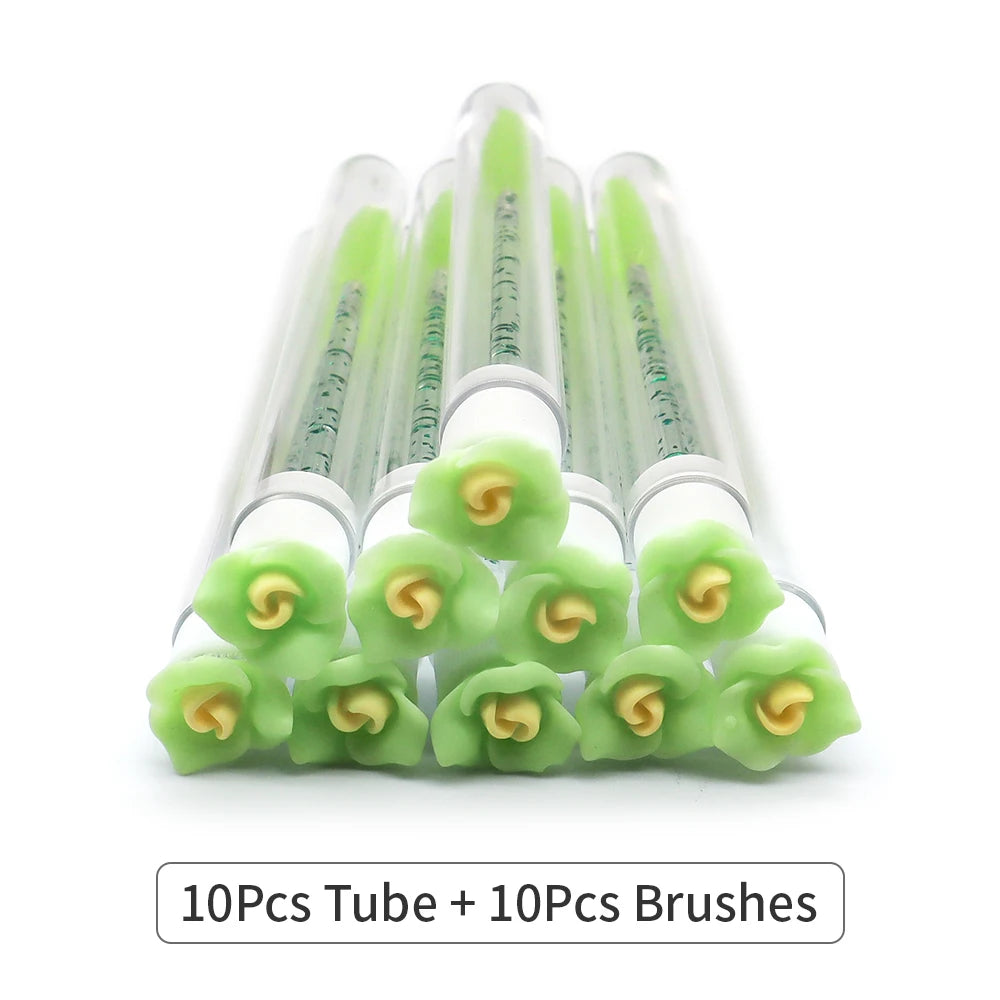 10/50Pcs Flower Eyelash Brush Tube Disposable Mascara Wands Tube Reusable Lash Spoolies Brush Dust-proof Cleaner Storage Tubes