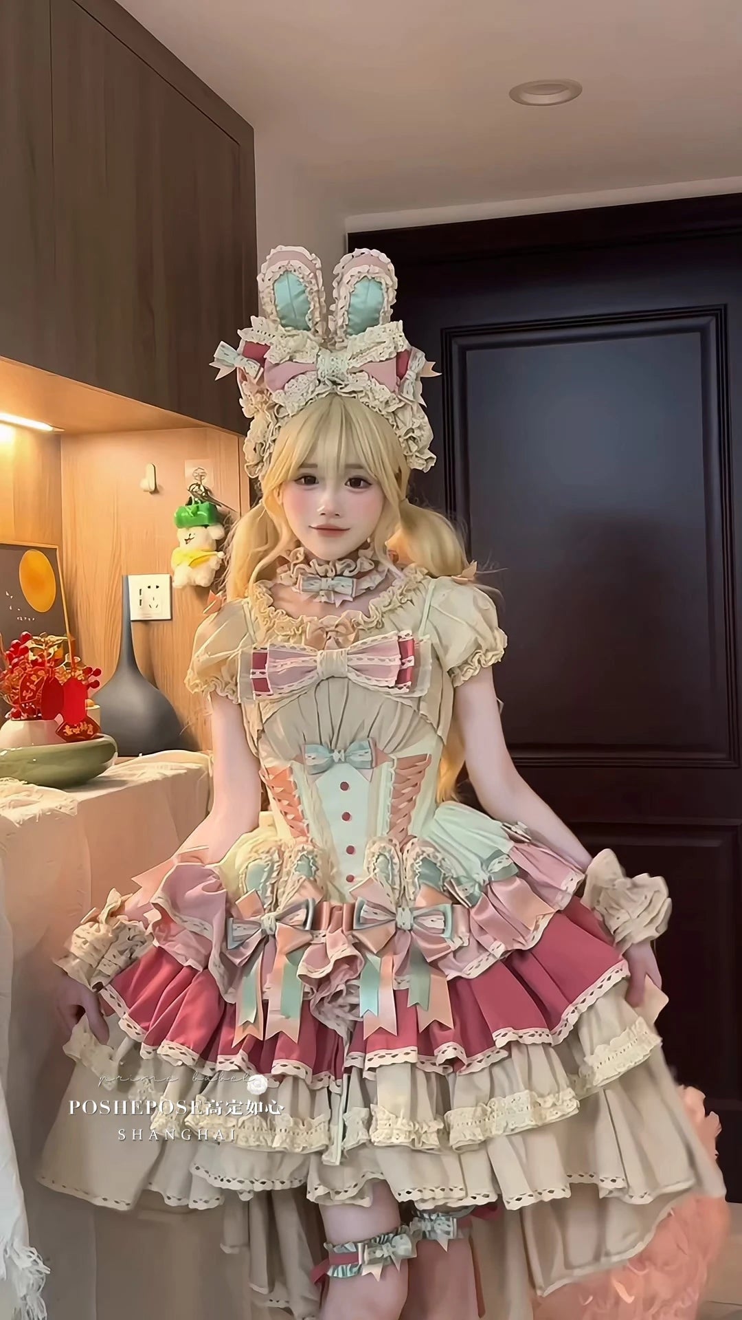 Sweet Cute Girls Lolita Clothing Accessories Set Princess Ribbon Lace Bow Headband Choker Necklace Bracelet and Leg Ring