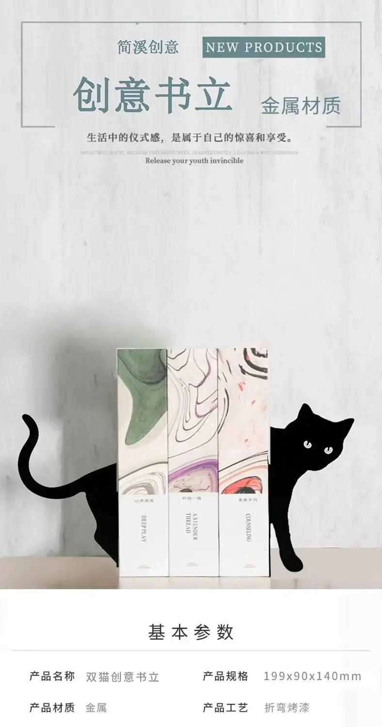 Cute cat stationery bookends desk organizer book stand holder human evolution Creative interesting office accessories book ends