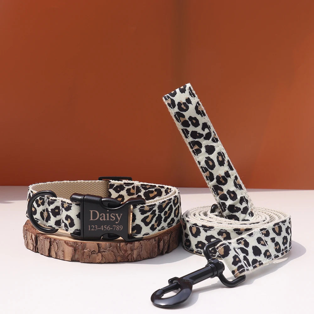 Animal Colors Customized Dog Collar Set Personalized Id Name Tel Adjustable Free Engraving Name for Small Medium Large Dogs