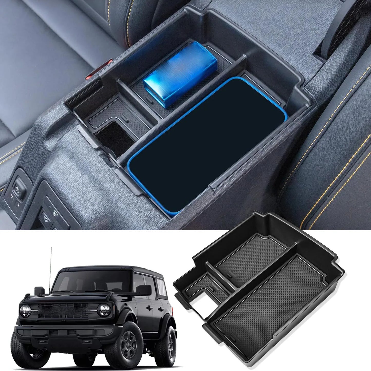 For 2025 Ford Bronco 4 Doors Accessories Center Console Organizer Tray Armrest Box Storage Interior Phone Holder Car Accessories