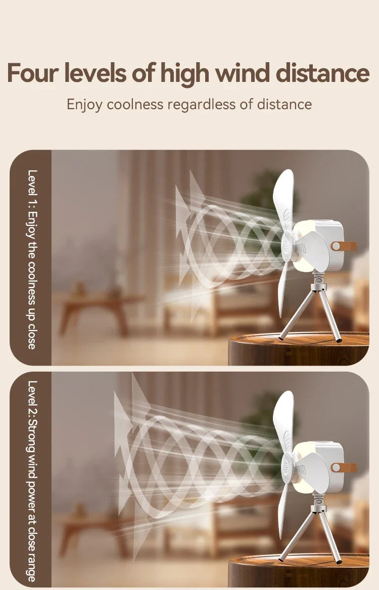 7200mAh Remote Control Timing USB Ceiling Fan 4 Gears Detachable Blade Portable Silent Cooling Outdoor Tripod Tent Camping Fan