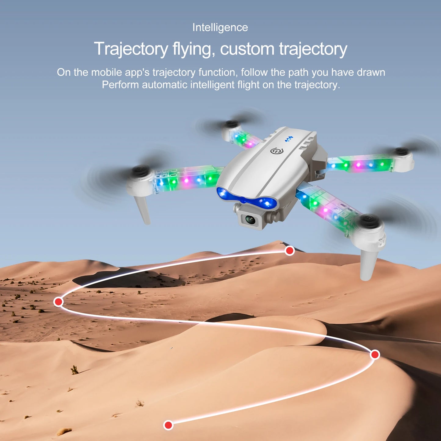 White Gray E88E99 Lighting Screen Control Mini Drone Dual Camera Optical Flow Fixed Height HD Aerial Photography Quadcopter