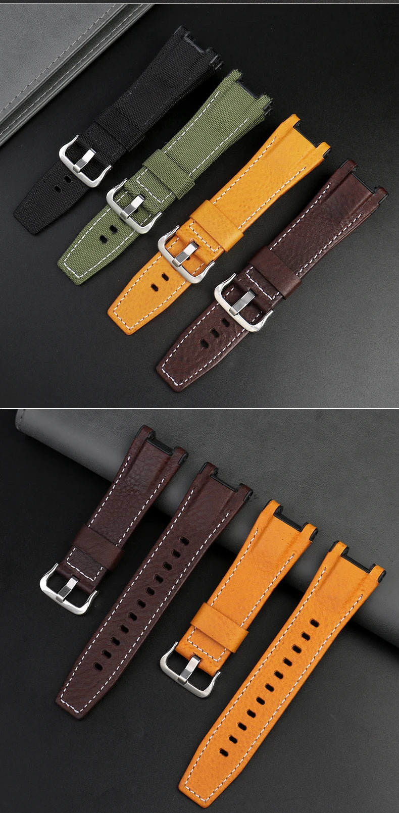 for Casio GST-S130/S110/S120/W130l/B100/W300 Strap Belt Genuine Leather Nylon Men's Watch Band Replacement bracelet Accessories