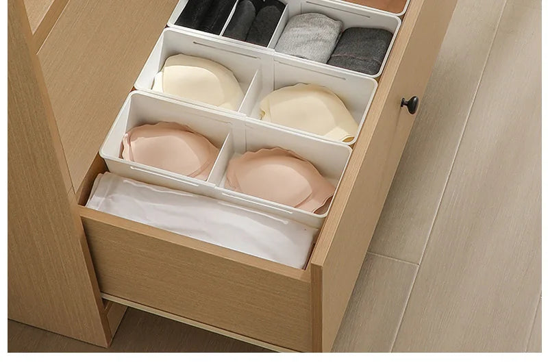 Extendable Drawer Organizer with Adjustable Dividers for Underwear Makeup Socks Office Supplies Kitchen Cabinet Home Storage Box