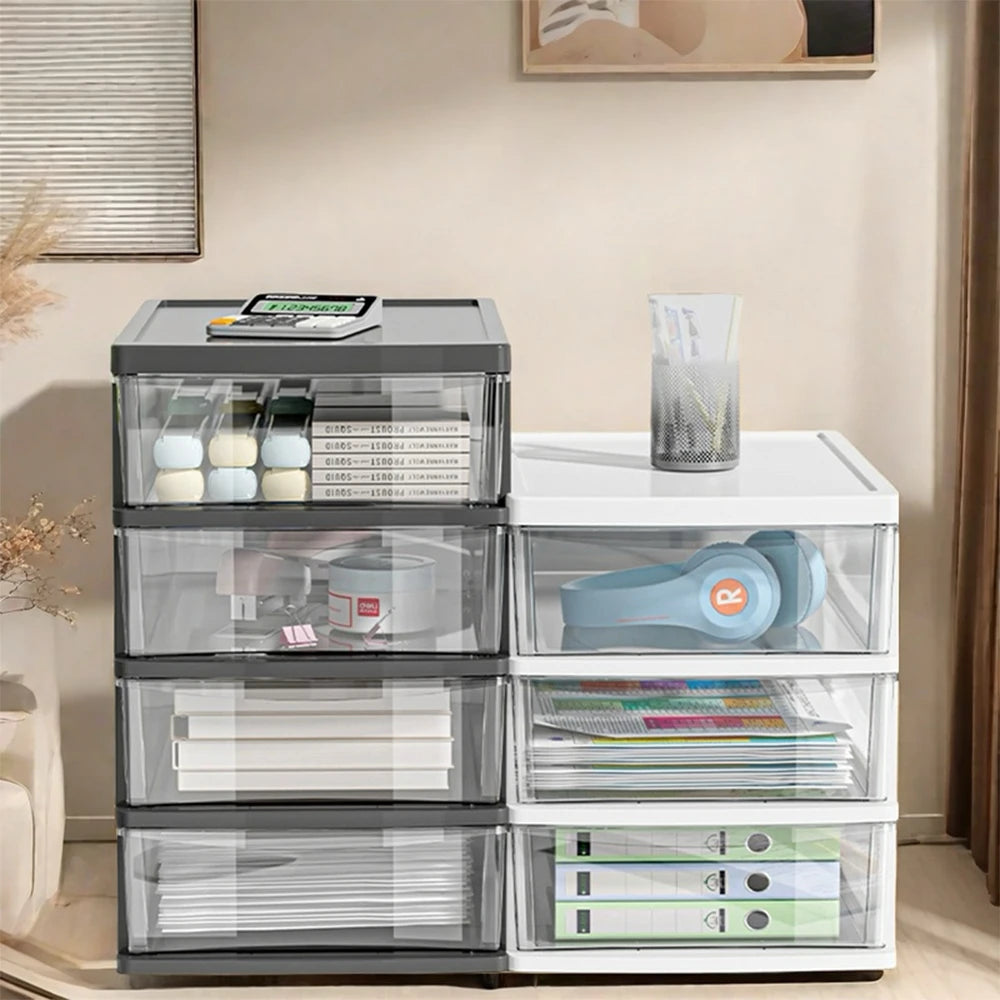 Desktop Storage Box with Drawers 2-6 Layers - Heightened Table Organizer for Office Home