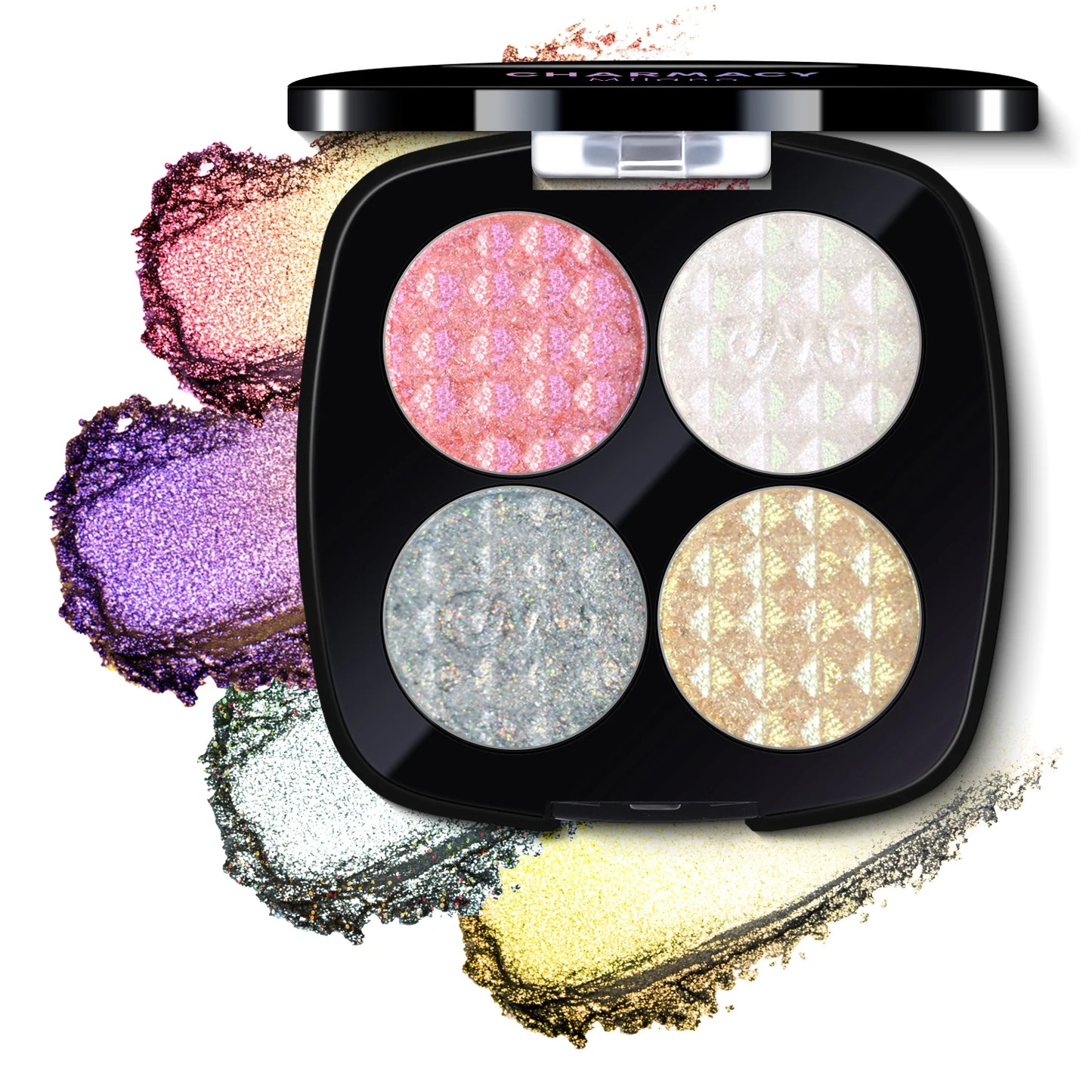 CHARMACY 4 Colors Duochrome Eyeshadow Palette High Pigment Vegan Glitter Multichrome Long-lasting Smooth Eye Shadow Makeup