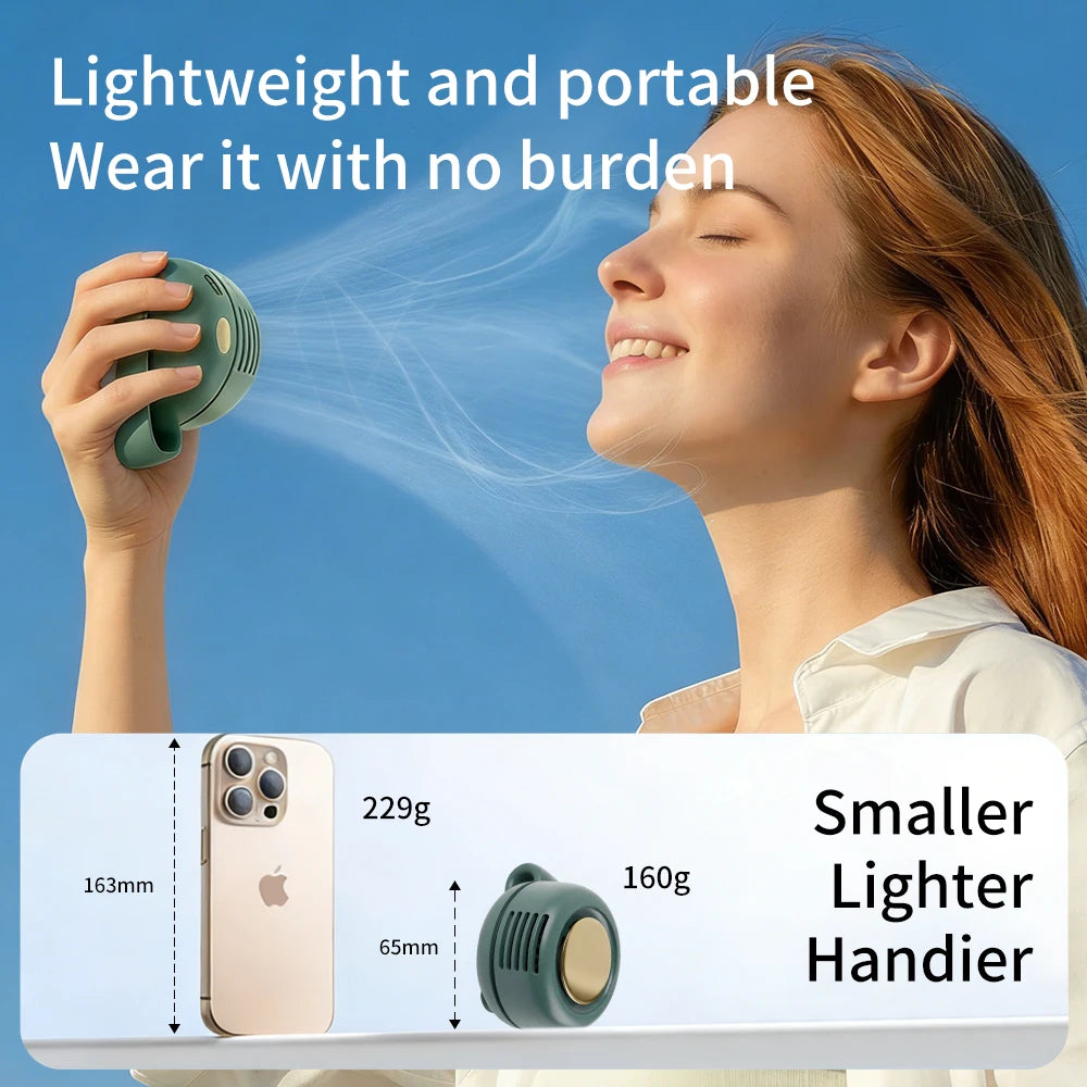Portable Silent Mini Bladeless Fan Clip On Adjustable 3-Speed Suspended Whirlwind Fans For Outdoor & Travel & Office