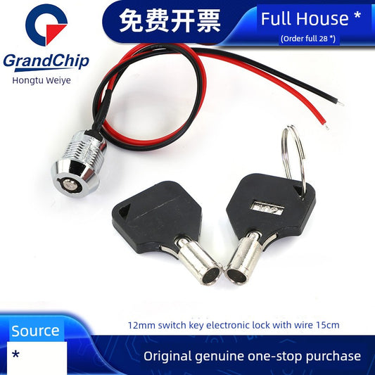 12mm Switch Key with Wire Power Lock Elevator Base Station Lock off/on Telephone Lock Switch Single Dial/Double Dial