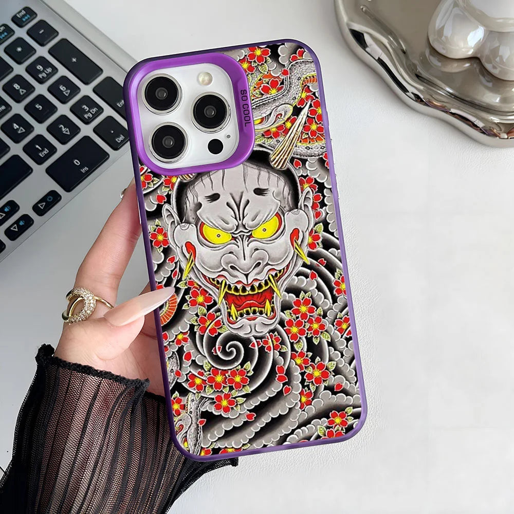 1pc Goro Majimas Hannya Yakuza Phone Case IMD Color Silver Shell For IPhone 16 15 14 13 12 11 Pro Max Plus