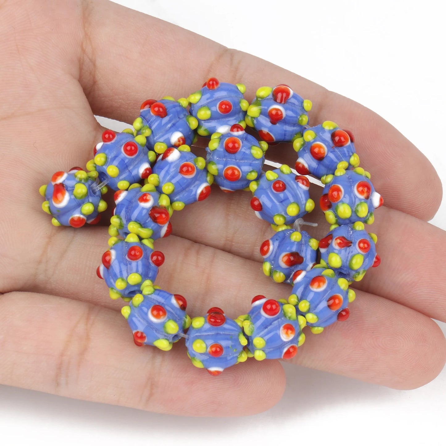 10mm Multicolor Murano Pumpkin Spot Lampwork Glass Loose Spacer Large Beads For Jewerly Making Diy Bracelet Earring Accessories