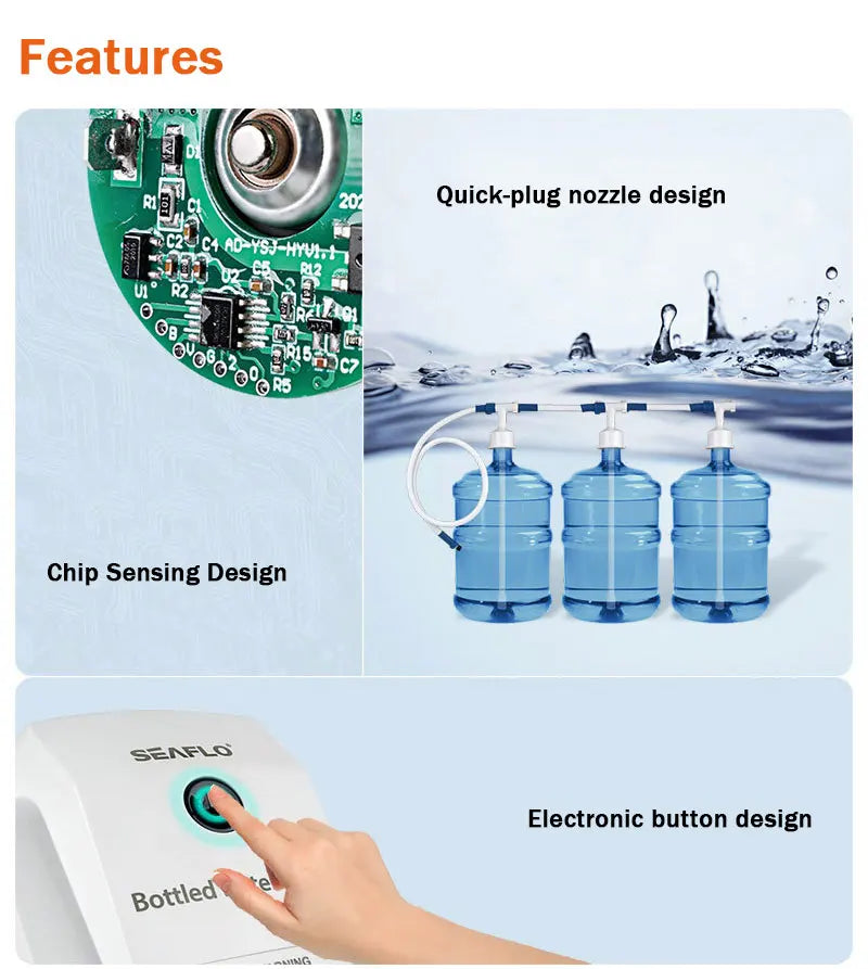 SEAFLO Water Dispenser 5 Gallon Bottle RV Water Pump System Electric Portable Drinking Water Pump for Fridge Ice Maker Faucet