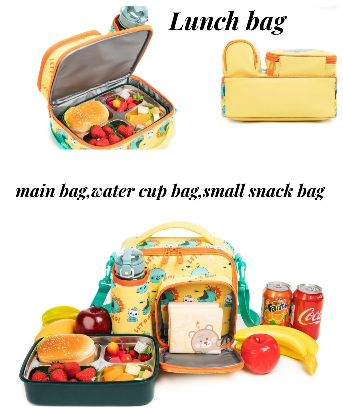 1 Pcs Yellow New The Octonauts Cartoon Cute Print Insulated Crossbody Children's Tote Lunch Bag Brave To Explore The Ocean