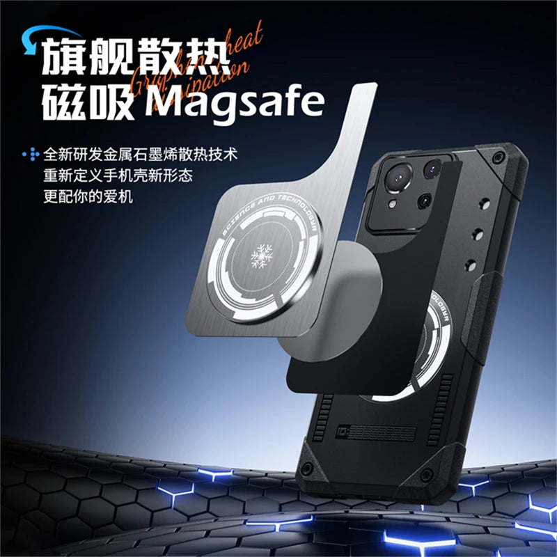 For ASUS ROG Phone 8 Pro Case Magnetic Built in Heat Dissipation Metal Sheet Back Cover For ROG 8 Phone 8Pro Shockproof Bumper