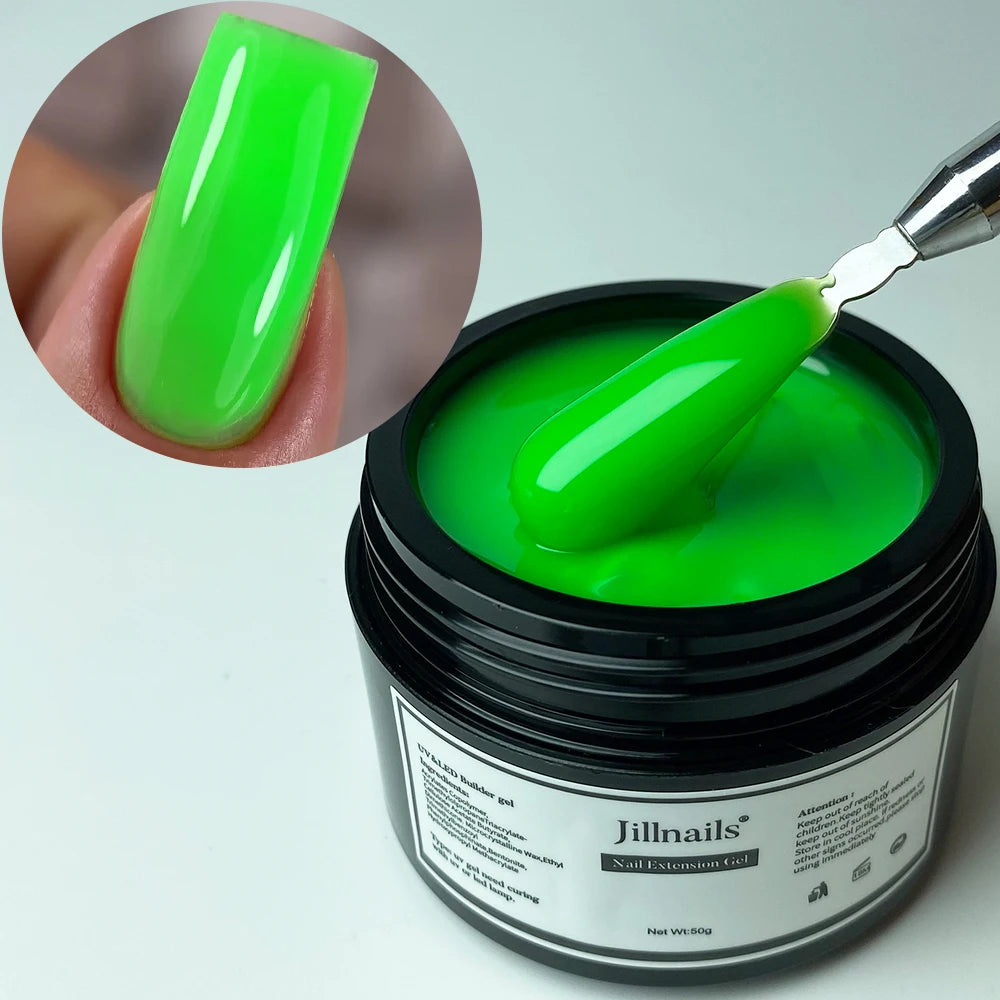 Jillnails Neon Gel Builder 50G Neon Green Pink Orange Red Yellow Builder UV Hard Gel for Nails Extension
