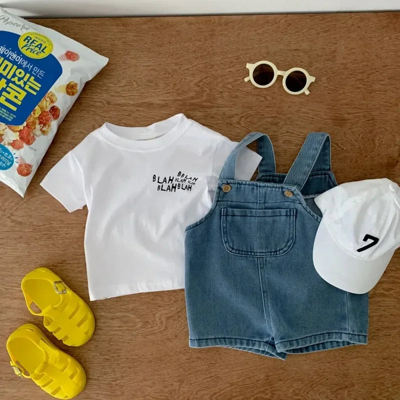 0-3 Years Toddler Baby Boy Clothes Sets Summer Short Sleeve Baby Tops Tee Overall Pants Casual Baby Girl Outfits Clothing