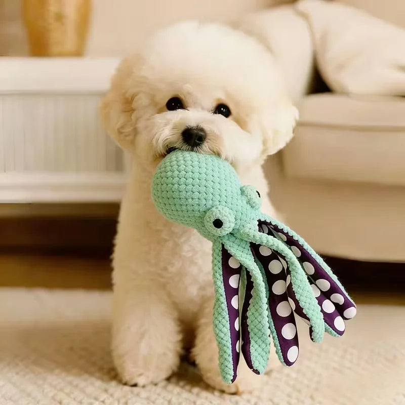 Pet plush octopus toy interactive sound anti-demolition home large and small dog boredom companion dog toy
