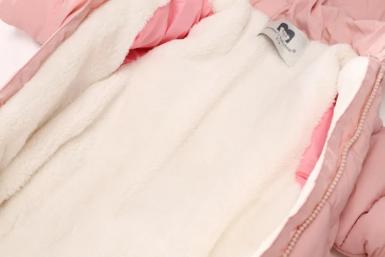 Ircomll Warm Infant Baby Jumpsuit Cotton Down Rompers Hooded Inside Fleece Boy Girl Winter Autumn Overalls Children Outerwear