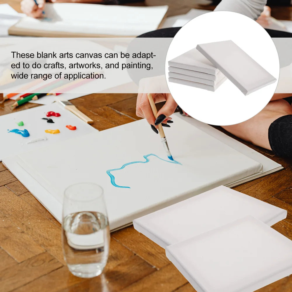 5pcs Stretched Canvas Square Blank Canvases Cotton Canvases For Oils Watercolor Painting Canvas 8 X 6 Inches ( 20 X 15 Cm)