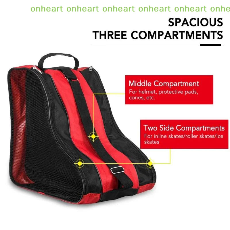 [C]3 Layers Breathable Skate Bag for Kids Backpack Style Comfortable Skating Accessory