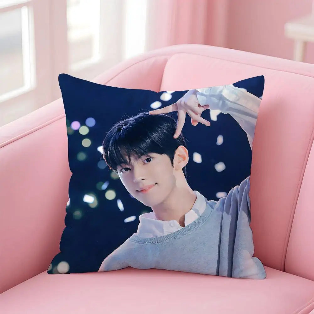 Kpop Handsome Singer K-Kim Do-hoon Cushion Cover Pillowcase Short Plush Invisible zipper Room Sofa Cushion Cover