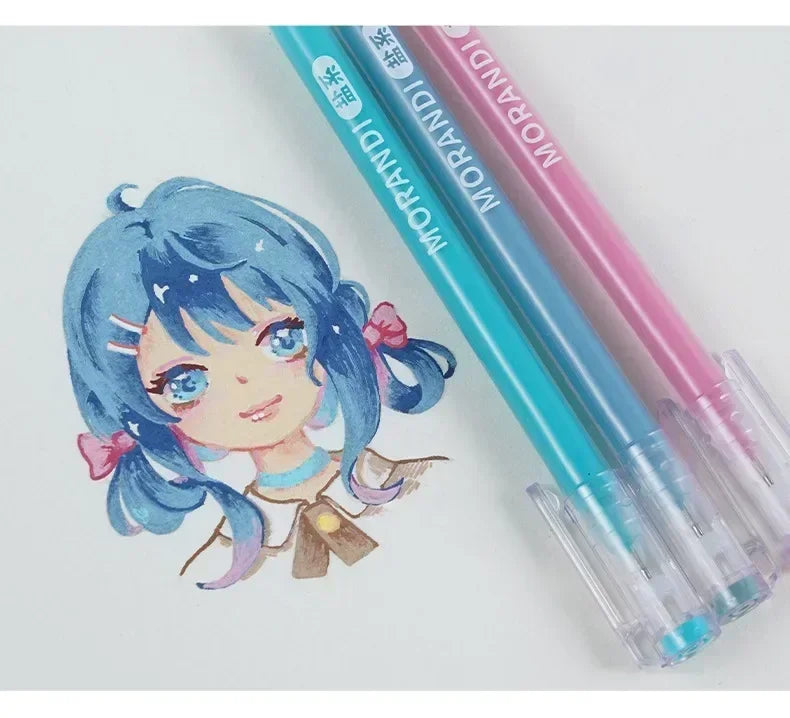 Languo 198/6 PCS Morandi Gel Pen Student Diary Scrapbook Painting DIY Gel Pen Set Coloring Book Drawing Pen School Supplies