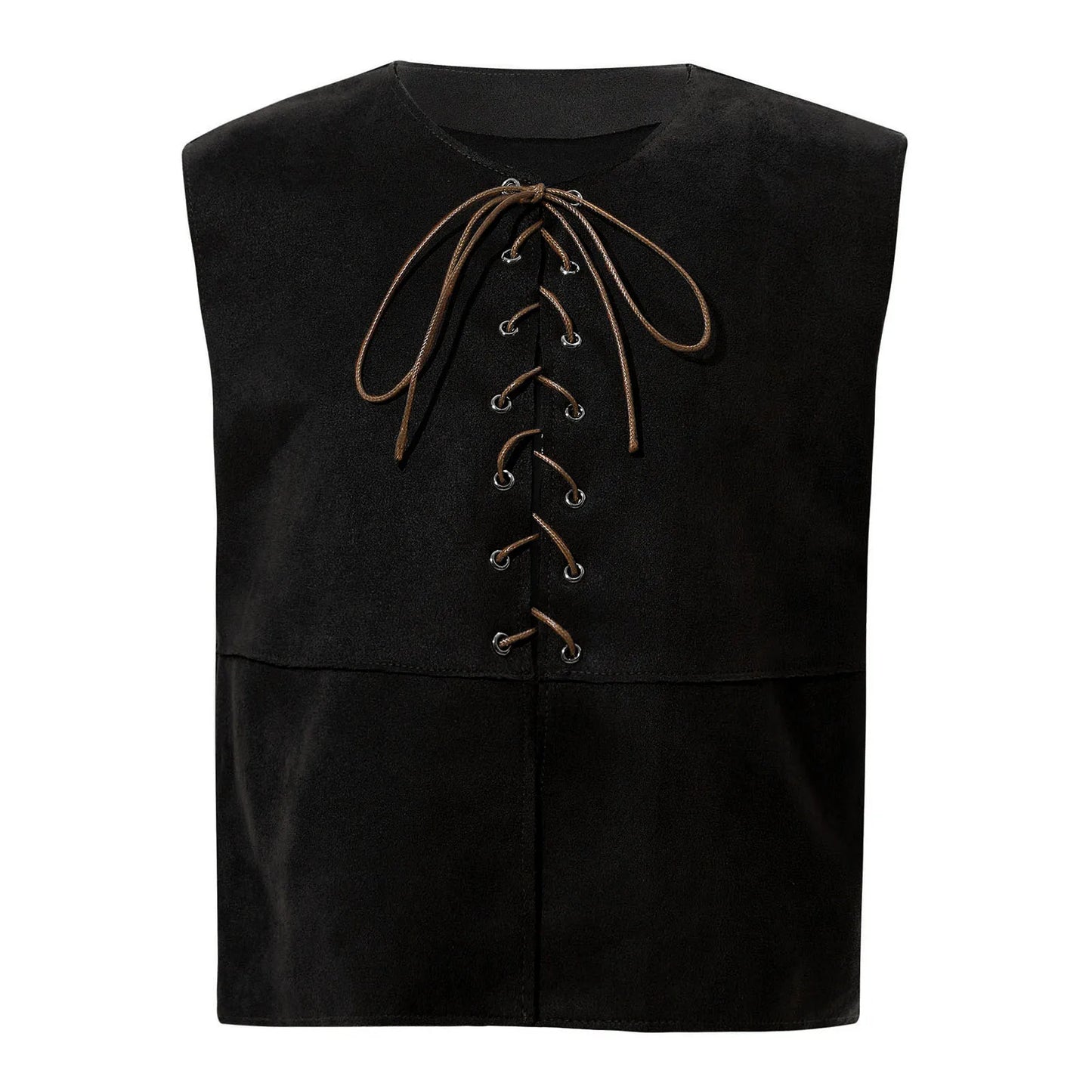 Halloween Pirate Vest Top Medieval Renaissance Costume for Kids Boys West Cowboy Viking Pirates Cosplay Lace Up Suede Waistcoat