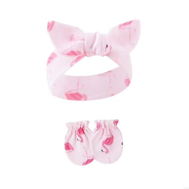 Baby Hair Accessories Set Breathable Head Wrap with Mittens Scratches Resistant for Infants Children Daily Use A2UB