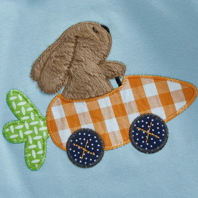 0-18M Newborn Baby Boys Easter Hooded Romper Long Sleeve Bunny Carrot Embrolidery Casual Jumpsuit